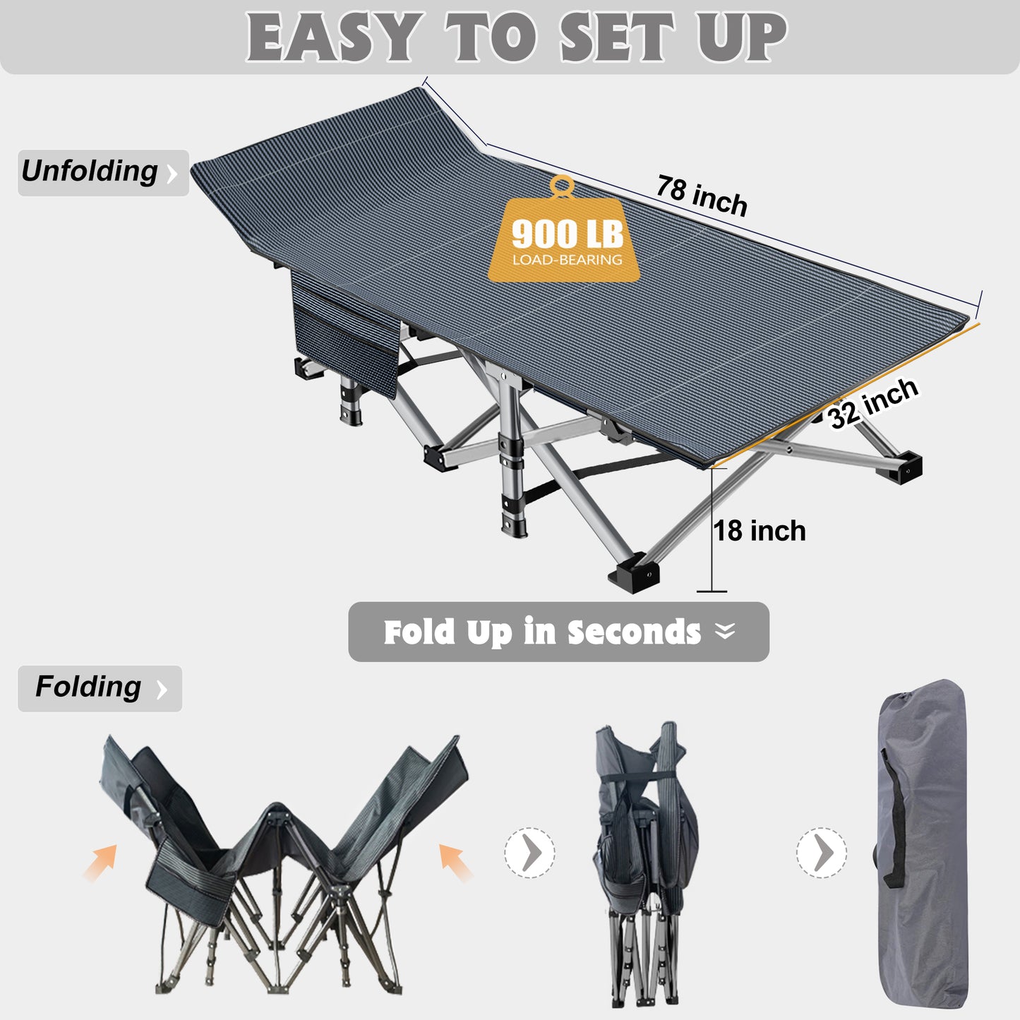 Aboron Oversized XXL Folding Camping Cot