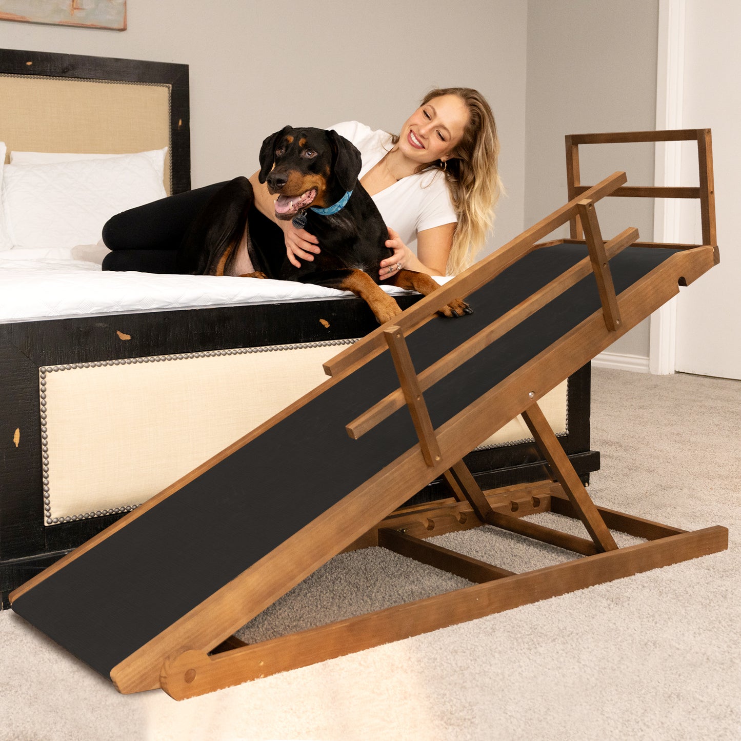 Aboron Folding Pet Ramp, Adjustable Dog Ramp for Bed, Couch, Car