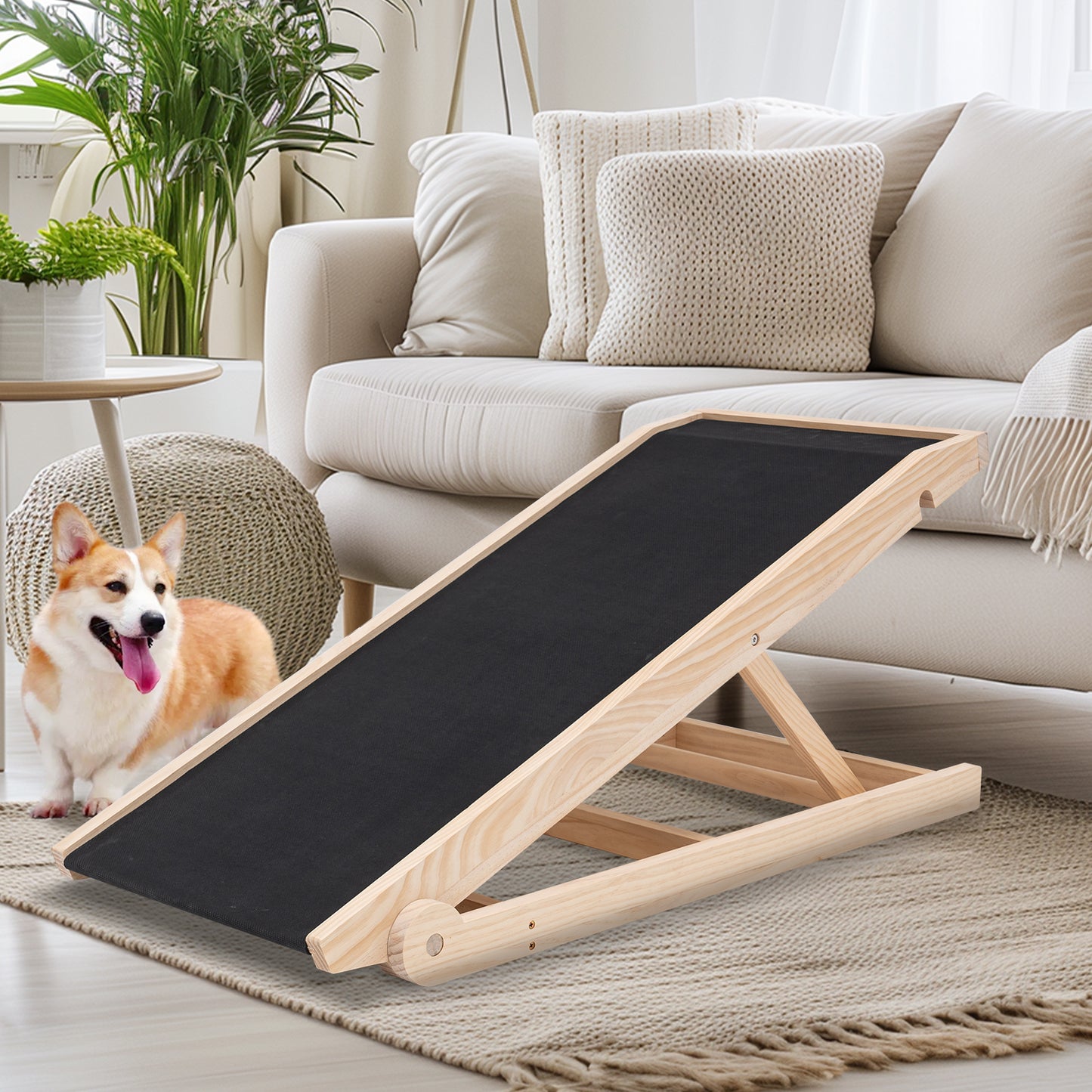 Aboron Antislip Wooden Dog Ramp for High Bed, Couch, Car