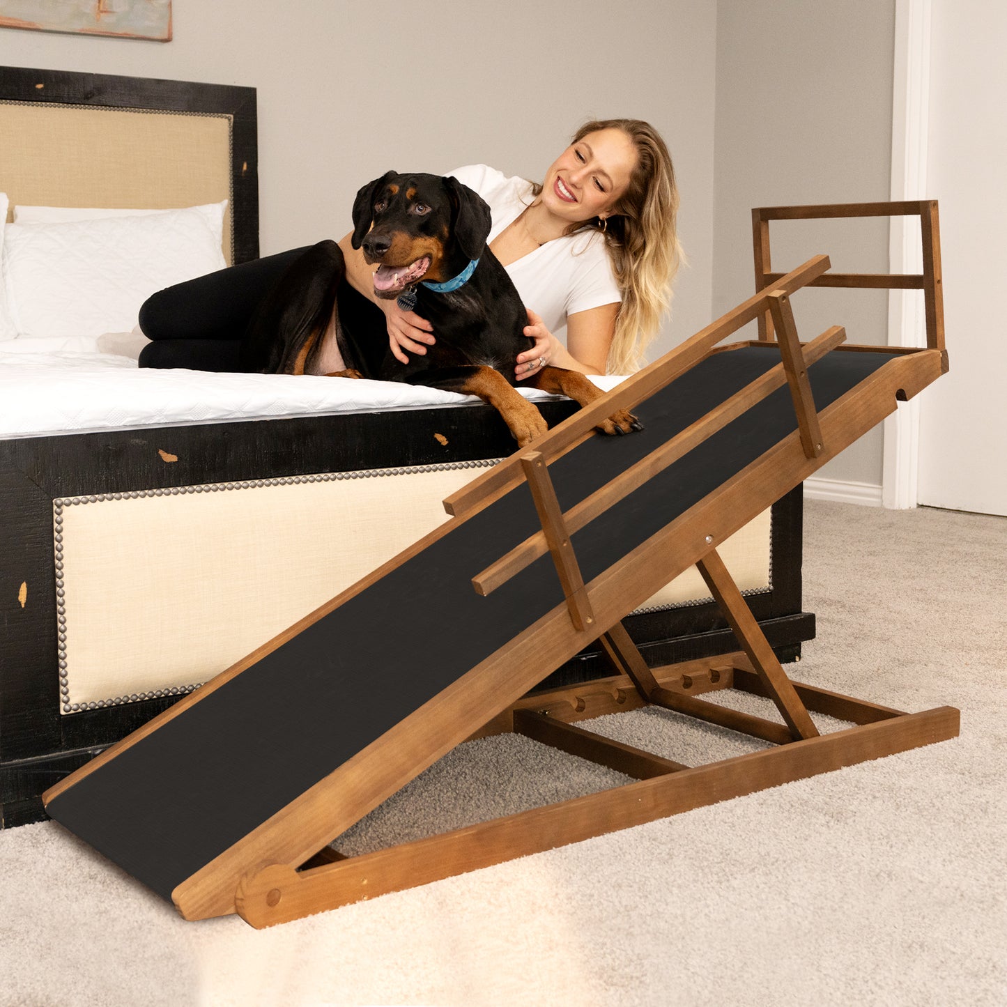 Aboron Folding Pet Ramp, Adjustable Dog Ramp for Bed, Couch, Car