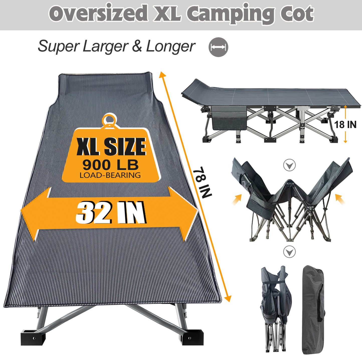 Aboron Oversized XXL Folding Camping Cot