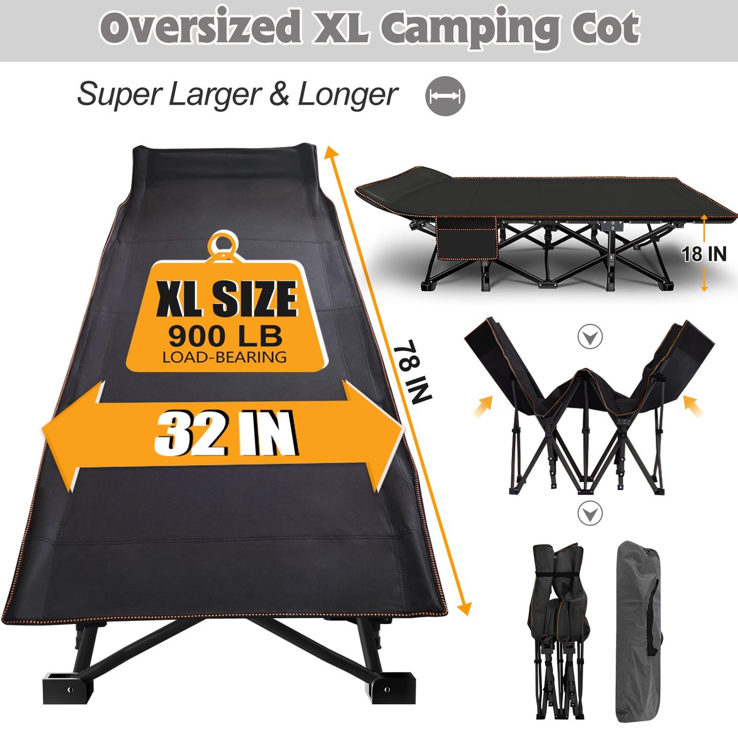 Aboron Oversized XXL Folding Camping Cot