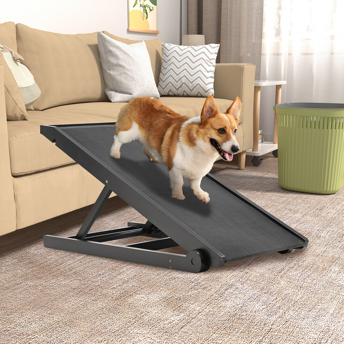 Aboron Adjustable Folding Rubber Pet Ramp for Small & Large Old Dogs & Cats